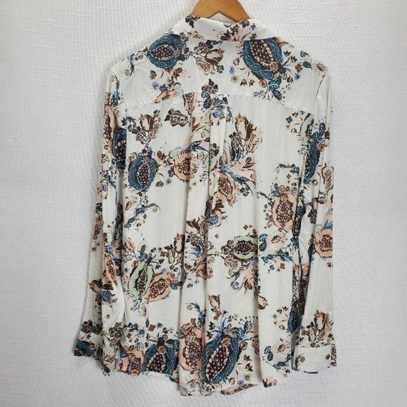 Chicos Long Sleeve Top Womens 3 XL/16 Paisley/Floral Collared Modal/Rayon - Picture 2 of 12